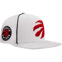 Men's Pro Standard White Toronto Raptors Sneaker Hook Leather Brim Snapback Hat