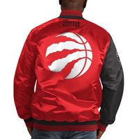 Men's Starter Black/Red Toronto Raptors Color Block Satin Full-Snap - Jacket