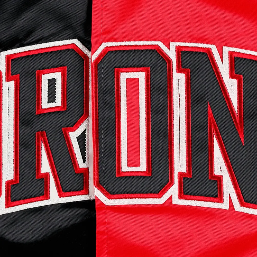 Men's Starter Black/Red Toronto Raptors Color Block Satin Full-Snap - Jacket