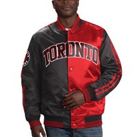 Men's Starter Black/Red Toronto Raptors Color Block Satin Full-Snap - Jacket