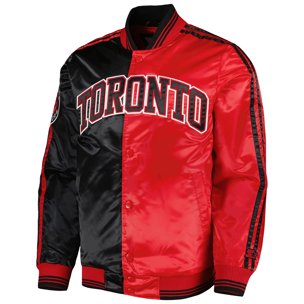 Veste à boutons-pression en satin Fast Break des Raptors de Toronto Starter noir/rouge pour homme