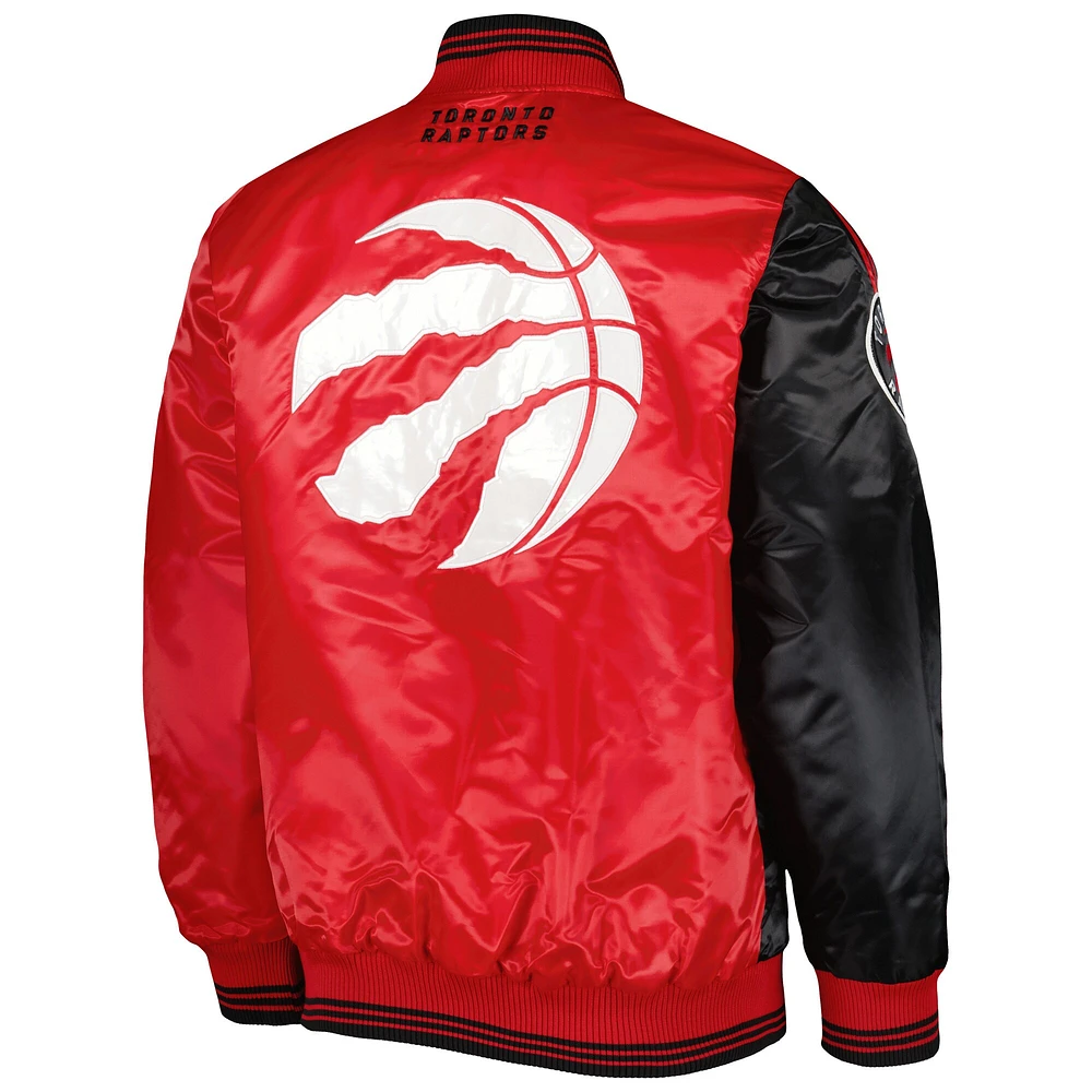 Veste à boutons-pression en satin Fast Break des Raptors de Toronto Starter noir/rouge pour homme