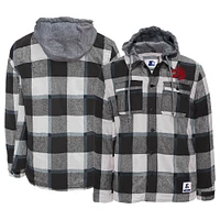 Veste en flanelle à boutons complets Sherpa Toronto Raptors Starter pour homme, noir/blanc