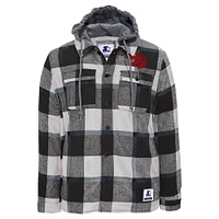 Veste en flanelle à boutons complets Sherpa Toronto Raptors Starter pour homme, noir/blanc