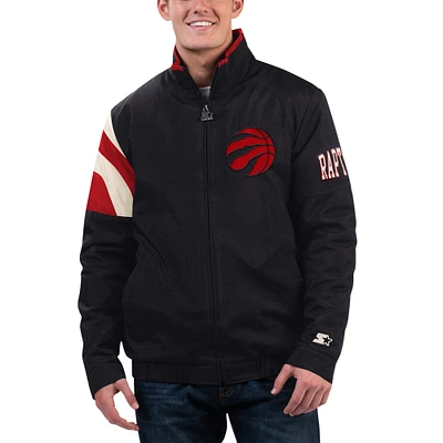 Men's Starter Black/White Toronto Raptors Zone Blitz Full-Zip Jacket