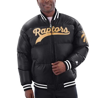 Men's Starter Black Toronto Raptors Bubble Full-Zip Leather Jacket