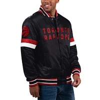 Veste universitaire noire à bouton-pression en satin pour hommes Starter Black Toronto Raptors Home Game