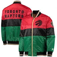 Veste à fermeture éclair intégrale du mois de l'histoire des Toronto Raptors pour homme, rouge/noir/vert, 75e anniversaire la NBA