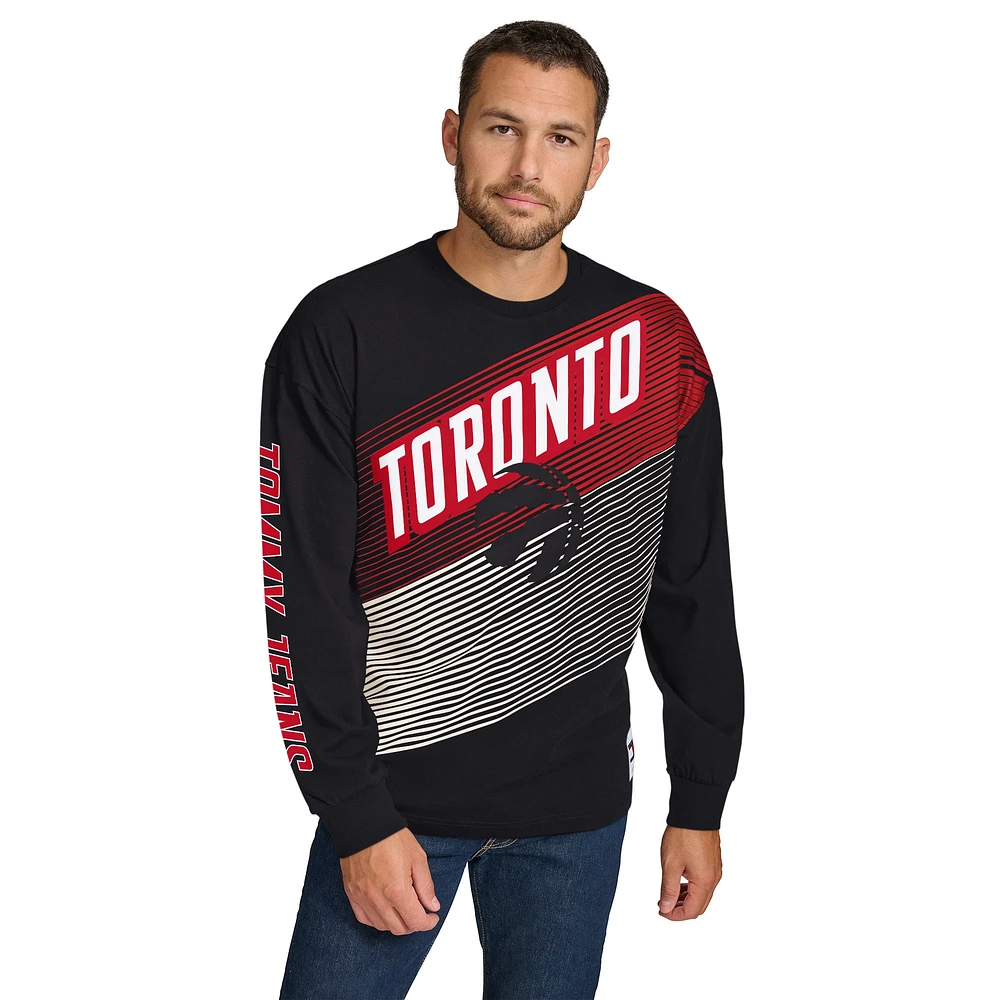 T-shirt à manches longues Tommy Jeans marron pour homme Toronto Raptors Lucas