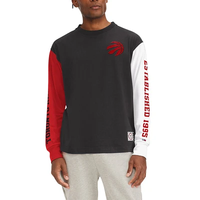Men's Tommy Jeans Black Toronto Raptors - Richie Color Block Long Sleeve T-Shirt