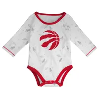 Nouveau-né et bébé blanc/rouge Toronto Raptors trois pièces Dream Team - Body à manches longues, chapeau pantalon pieds