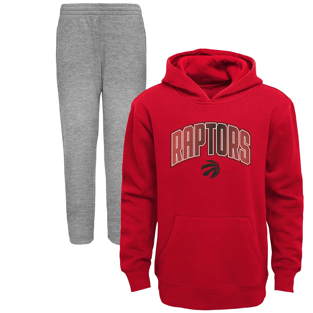 Ensemble préscolaire rouge/gris chiné Toronto Raptors Double Up Pullover Hoodie & Pants Set