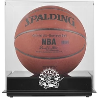 Toronto Raptors Blackbase Hardwood Classics 1995 - 2015 Logo Basketball Display Case with Mirrored Back