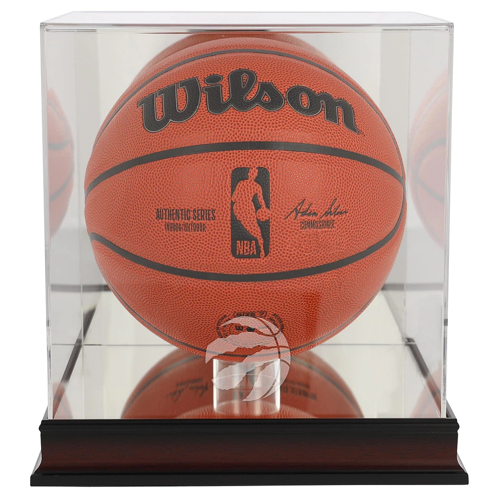 Toronto Raptors Mahogany Team Logo Basketball Display Case with Mirrored Back