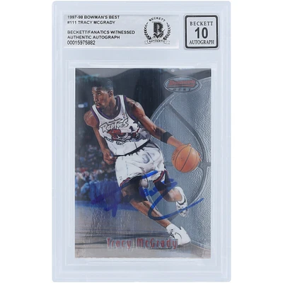 Tracy McGrady Toronto Raptors autographié 1997-98 Bowman Best #111 Beckett Fanatics Witnessed Authenticated 10 Rookie Card