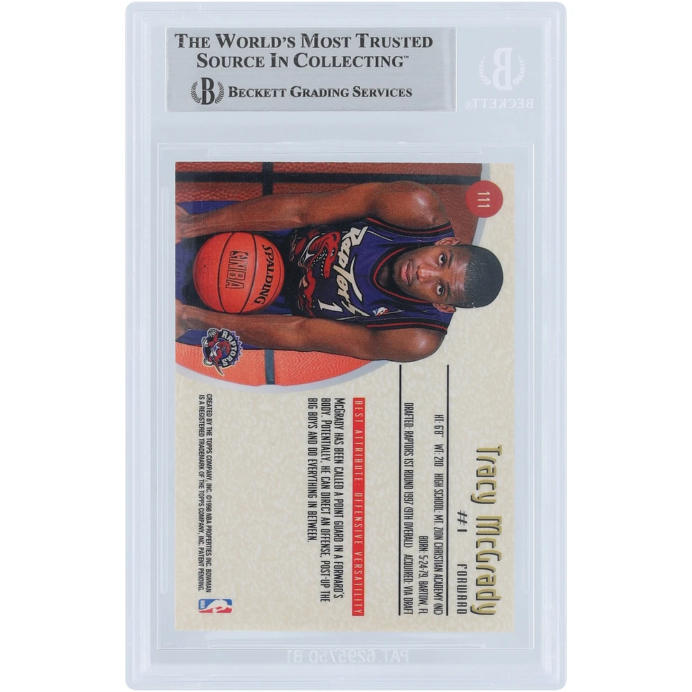 Tracy McGrady Toronto Raptors Autographed 1997-98 Bowman's Best #111 Beckett Fanatics Witnessed Authenticated Rookie Card 