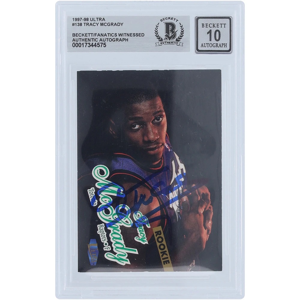 Tracy McGrady Toronto Raptors Autographed 1997-98 Fleer Ultra #138 Beckett Fanatics Witnessed Authenticated 10 Rookie Card 