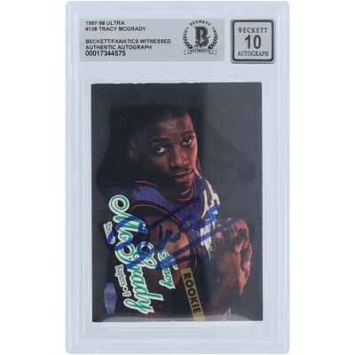 Tracy McGrady Toronto Raptors Autographed 1997-98 Fleer Ultra #138 Beckett Fanatics Witnessed Authenticated 10 Rookie Card 