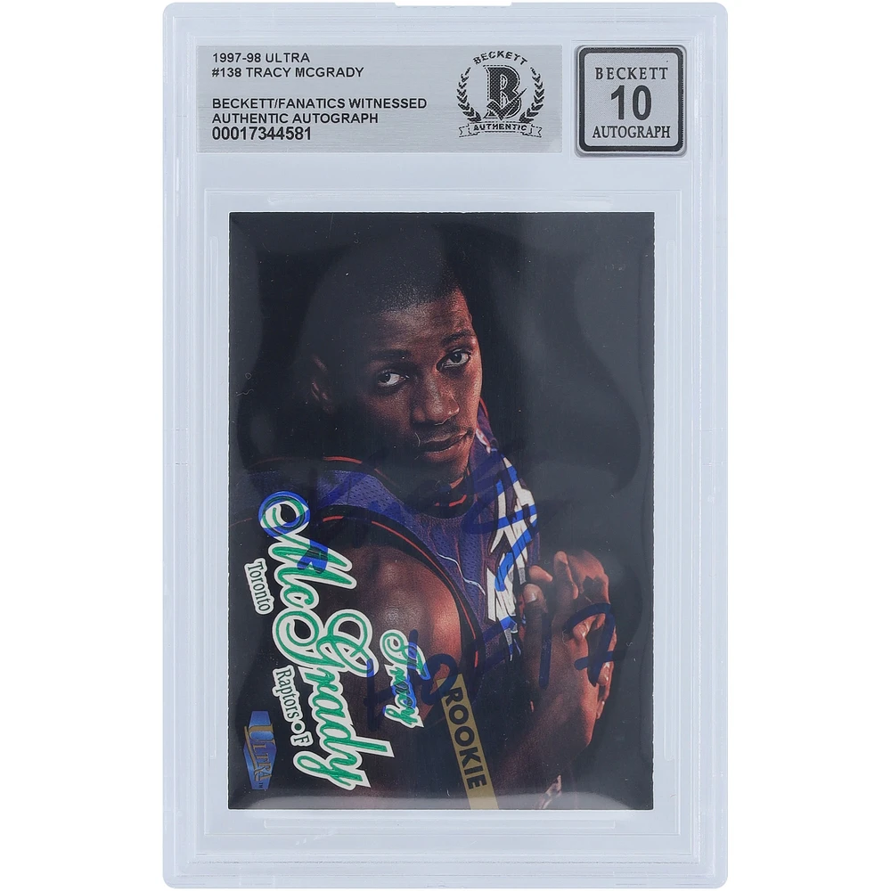 Tracy McGrady Toronto Raptors Autographed 1997-98 Fleer Ultra #138 Beckett Fanatics Witnessed Authenticated 10 Rookie Card with "HOF 17" Inscription