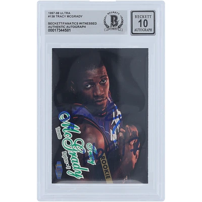 Tracy McGrady Toronto Raptors Autographed 1997-98 Fleer Ultra #138 Beckett Fanatics Witnessed Authenticated 10 Rookie Card with "HOF 17" Inscription