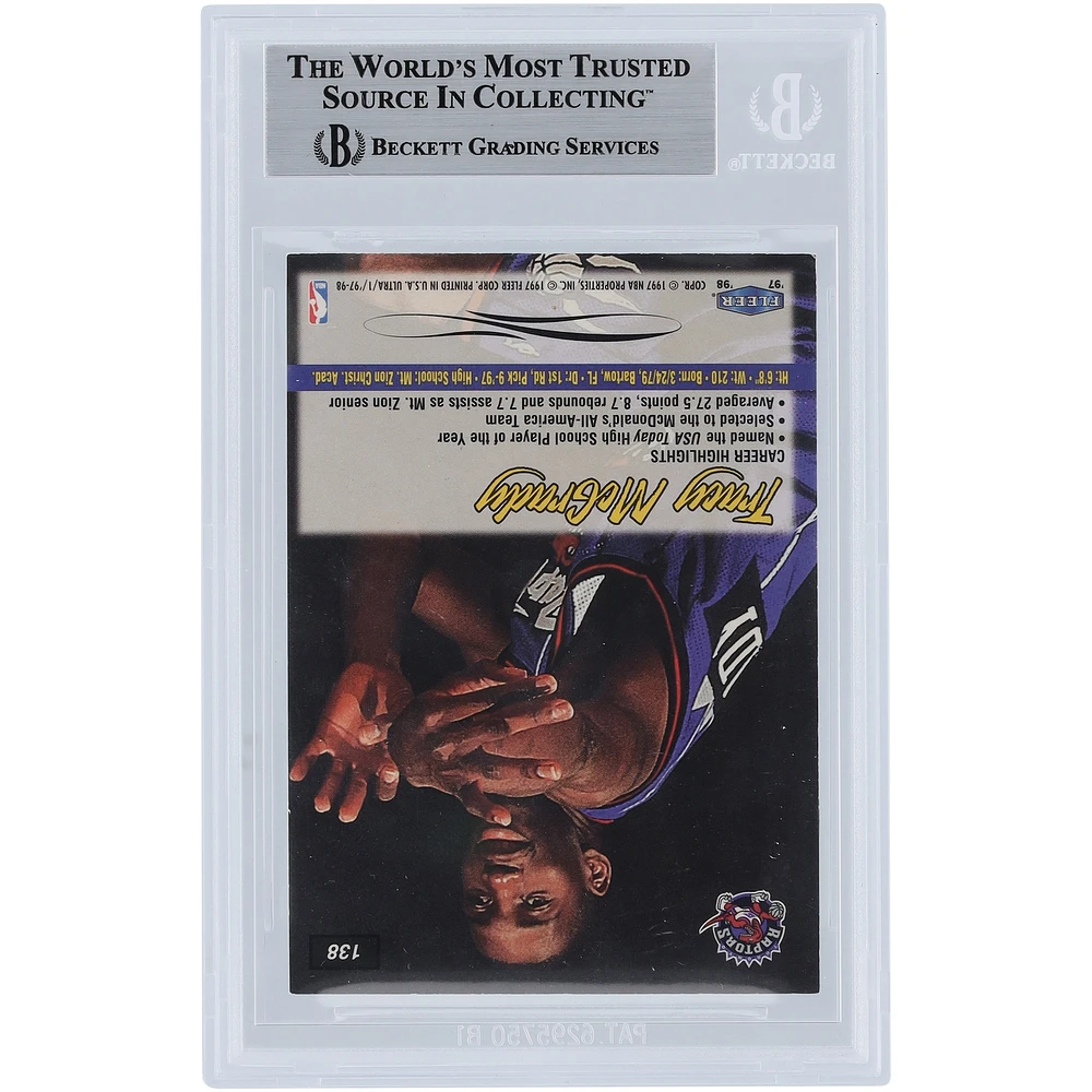 Tracy McGrady Toronto Raptors Autographed 1997-98 Fleer Ultra #138 Beckett Fanatics Witnessed Authenticated Rookie Card