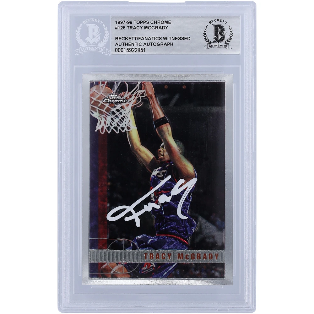 Tracy McGrady Toronto Raptors Autographed 1997-98 Topps Chrome #125 Beckett Fanatics Witnessed Authenticated Rookie Card