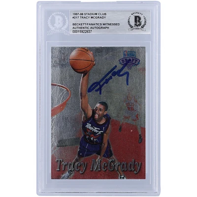 Tracy McGrady Toronto Raptors Autographed 1997-98 Topps Stadium Club #217 Beckett Fanatics Witnessed Authenticated Rookie Card