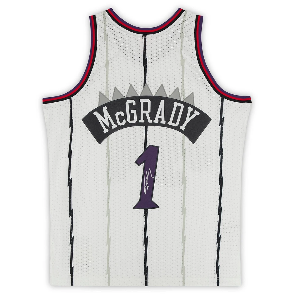 Maillot Swingman Mitchell & Ness autographié par Tracy McGrady des Toronto Raptors en blanc 1998