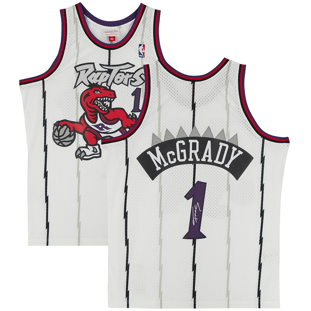 Maillot Swingman Mitchell & Ness autographié par Tracy McGrady des Toronto Raptors en blanc 1998