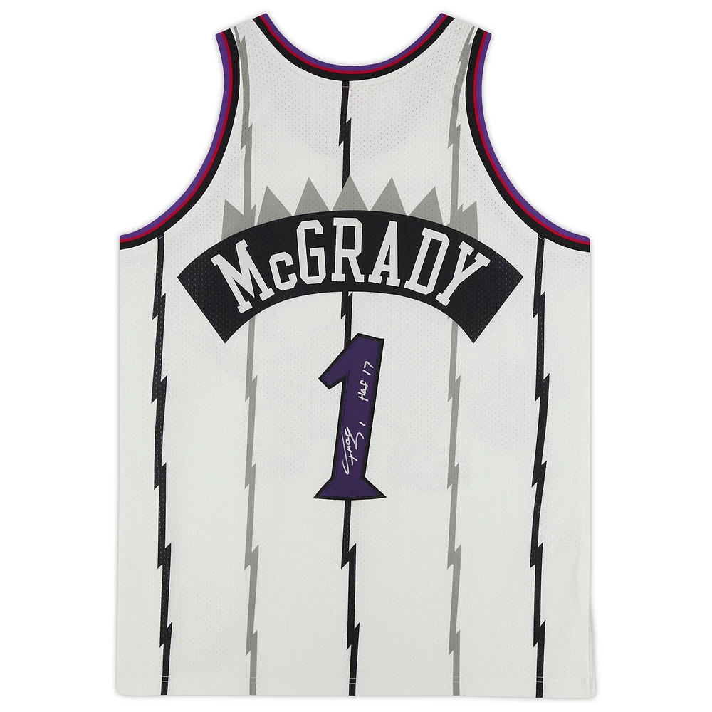 Tracy McGrady White Toronto Raptors Autographed Mitchell & Ness 1998 Authentic Jersey with "HOF 17" Inscription