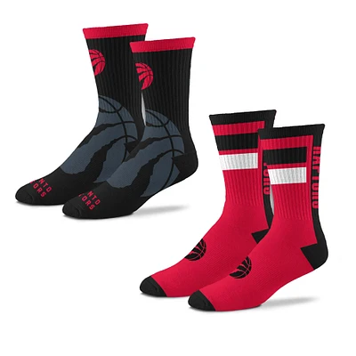 Ensemble de deux paires de chaussettes mi-mollet unisexe For Bare Feet Toronto Raptors Double Duo