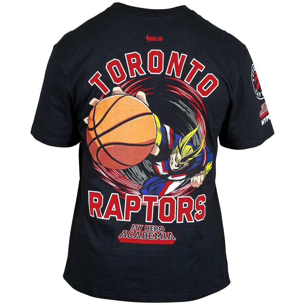 T-shirt unisexe Hyperfly noir Toronto Raptors NBA x My Hero Academia All Might Smash