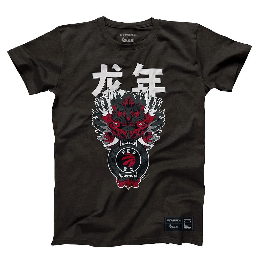 T-shirt unisexe Hyperfly Heather Black Toronto Raptors Année du Dragon Collection Nouvel An lunaire