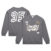 Unisex Mitchell & Ness Gray Toronto Raptors Masking Tape Oversized Pullover Sweatshirt