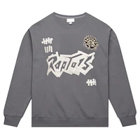 Unisex Mitchell & Ness Gray Toronto Raptors Masking Tape Oversized Pullover Sweatshirt