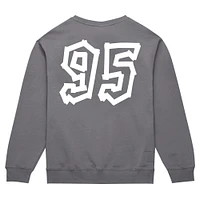 Unisex Mitchell & Ness Gray Toronto Raptors Masking Tape Oversized Pullover Sweatshirt