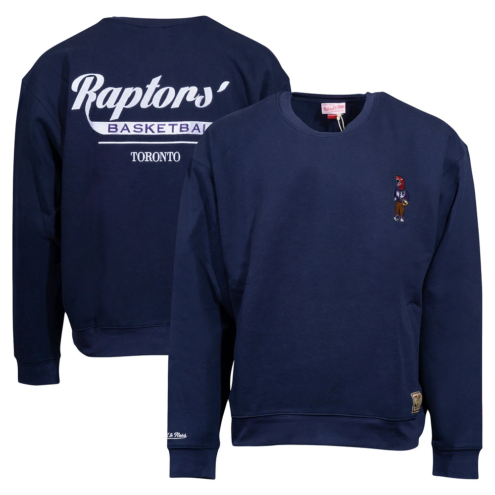 Sweat-shirt unisexe Mitchell & Ness bleu marine Toronto Raptors Hardwood Classics Swag surdimensionné