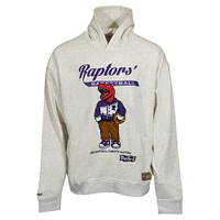 Unisex Mitchell & Ness Oatmeal Toronto Raptors Hardwood Classics Oversized Swag Pullover Hoodie