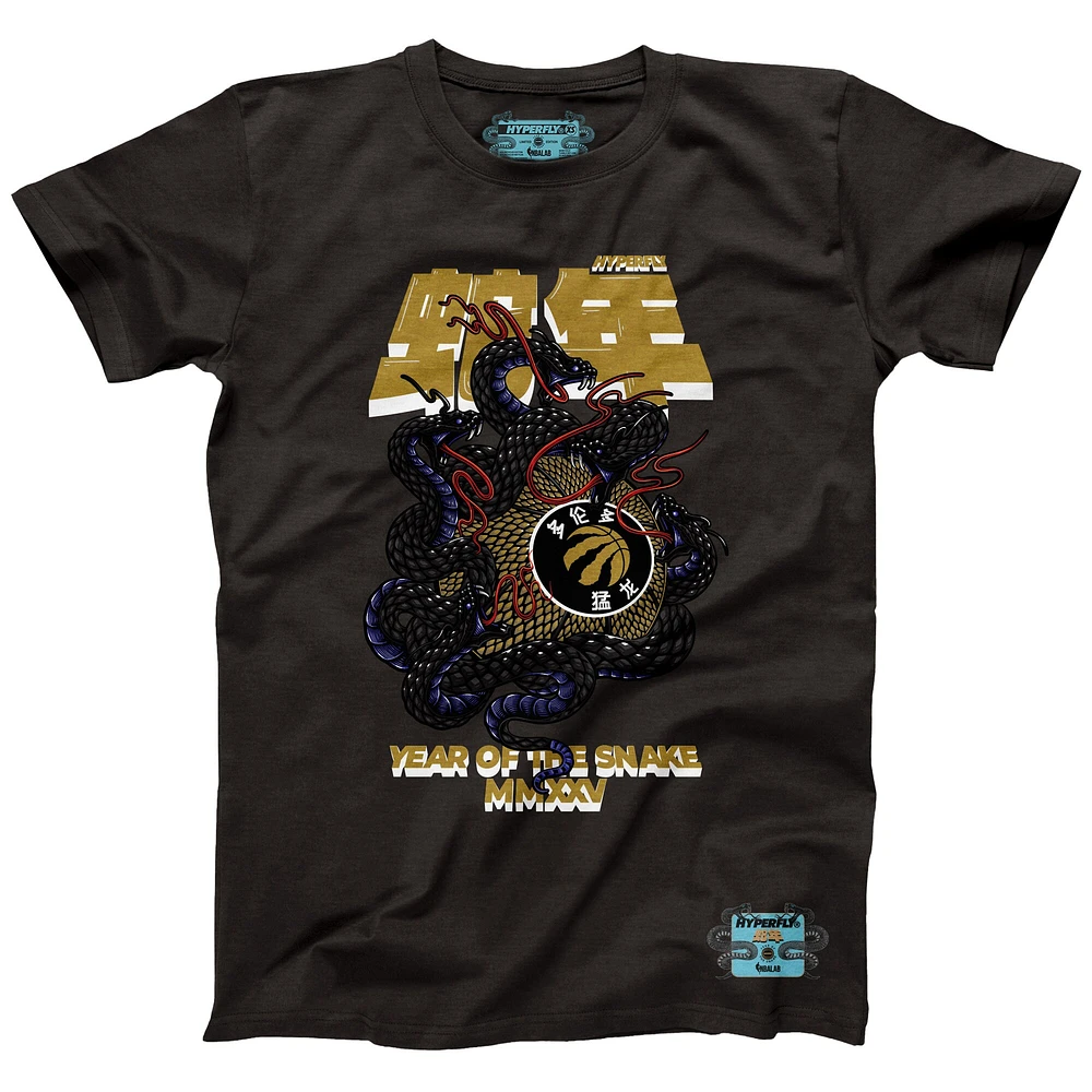 T-shirt unisexe NBALab x Hyperfly Heather Black Toronto Raptors Collection Année du serpent Nouvel An lunaire