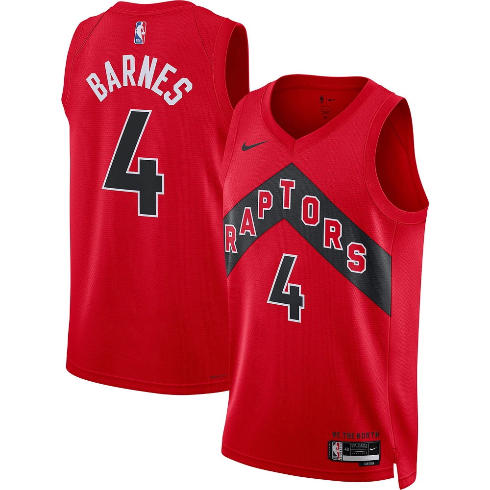 Maillot unisexe Nike Scottie Barnes rouge Toronto Raptors Swingman - Édition Icon