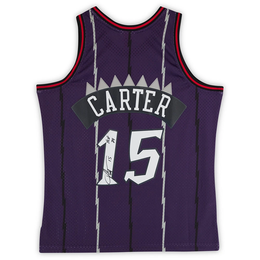 Vince Carter Toronto Raptors Autographed Mitchell & Ness Dark Purple 1998-99 Swingman Jersey with "HOF 24" Inscription