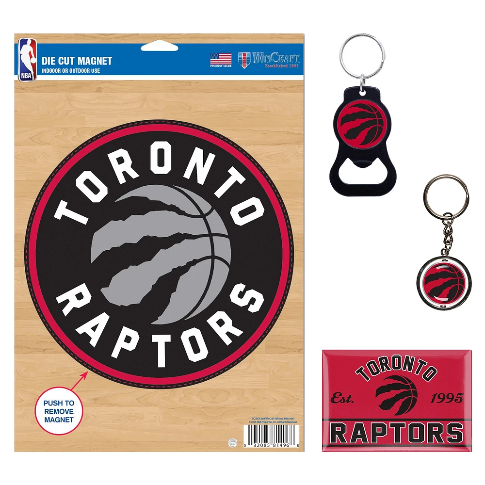 Lot de 4 porte-clés et aimants WinCraft Toronto Raptors