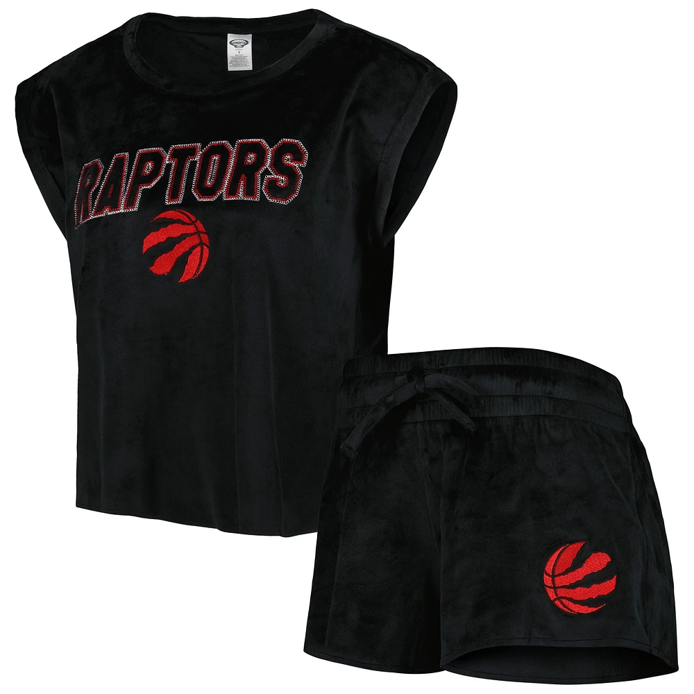 Ensemble de nuit T-shirt et short Intermission Toronto Raptors Concepts Sport pour femmes, noir