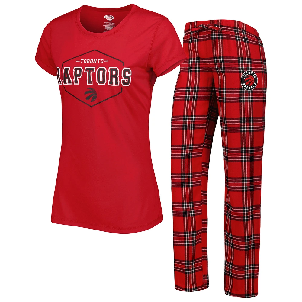 Ensemble de pyjama et t-shirt avec écusson Toronto Raptors Concepts Sport rouge/noir pour femme