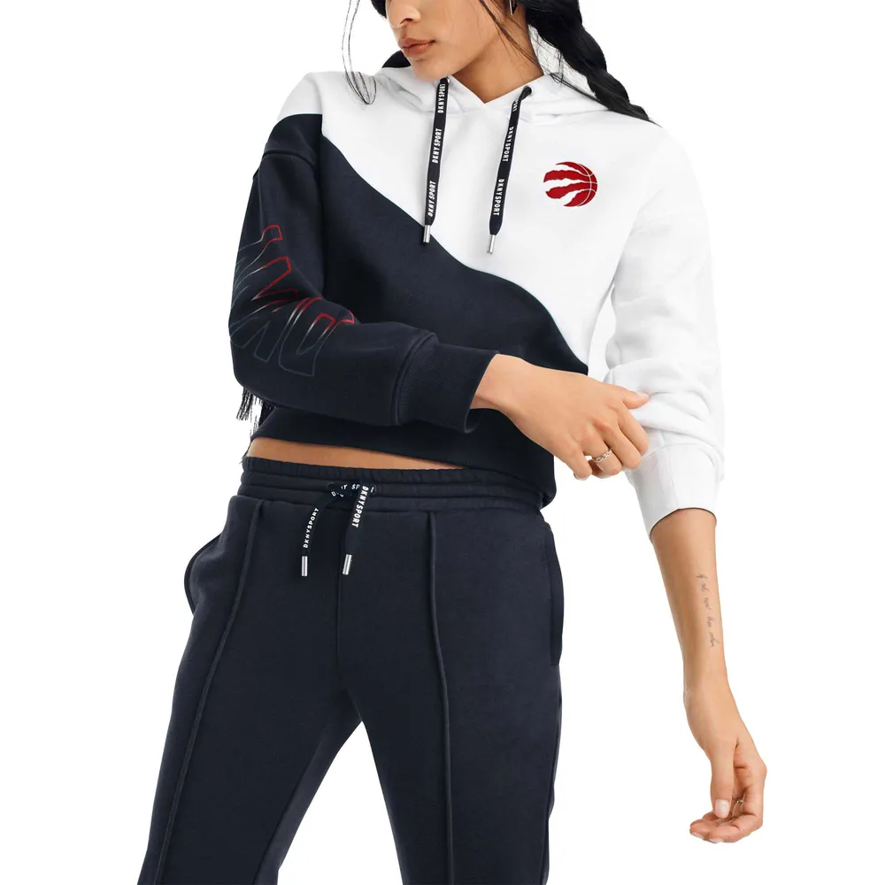 Chandail Bobbi Colorblock des Toronto Raptors DKNY Sport pour femmes, blanc/noir - à capuchon