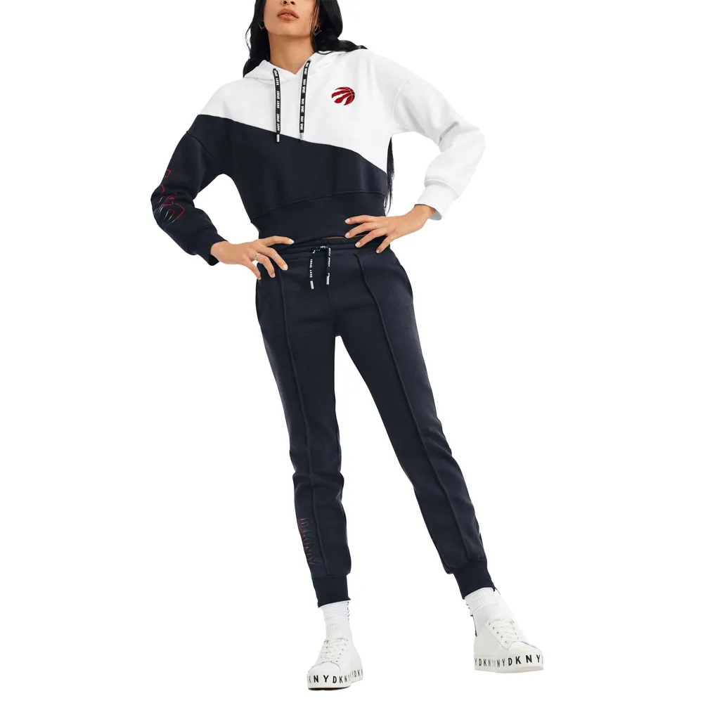 Chandail Bobbi Colorblock des Toronto Raptors DKNY Sport pour femmes, blanc/noir - à capuchon