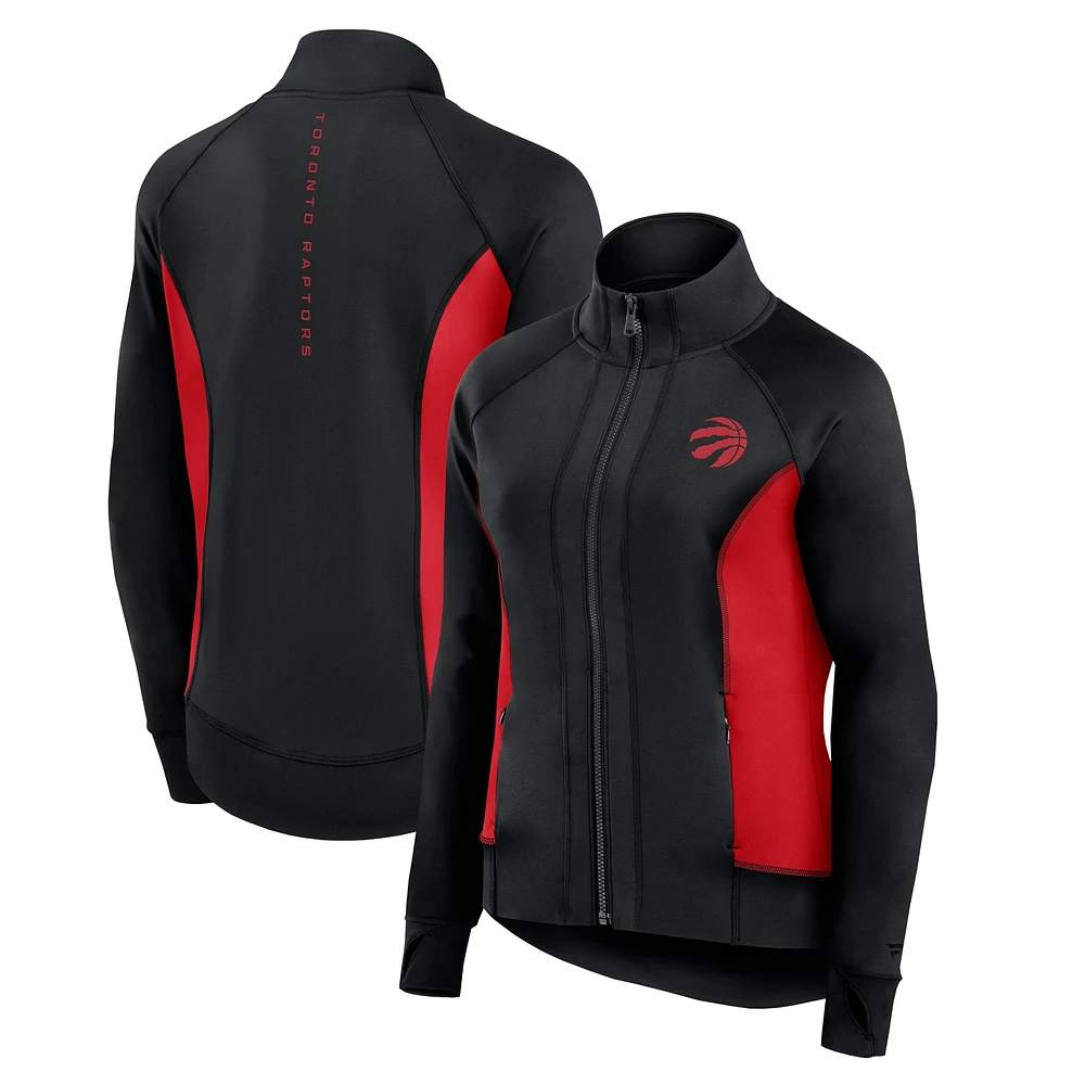 Women's Fanatics Black Toronto Raptors Studio Fitted Full-Zip Gym Track Jacket