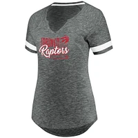 Women's Fanatics Gray/White Toronto Raptors Showtime Winning With Pride Notch Neck T-Shirt