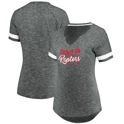 Women's Fanatics Gray/White Toronto Raptors Showtime Winning With Pride Notch Neck T-Shirt