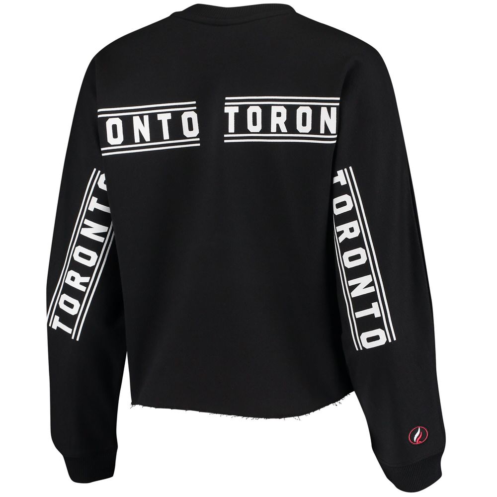 Women's FISLL Black Toronto Raptors Cropped Long Sleeve T-Shirt